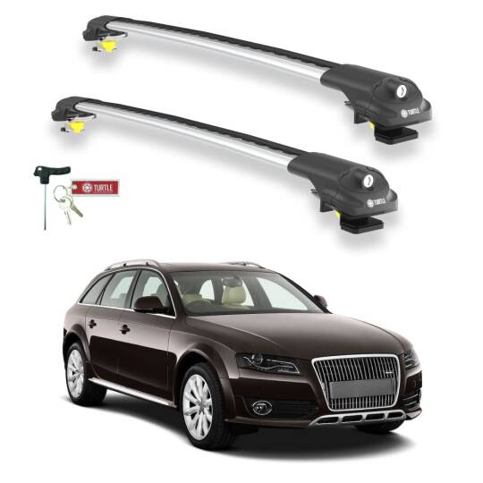 TURTLE Fits Audi A4 Allroad (B8) 2008-2015 Roof Rack Air1 Silver