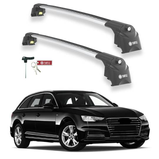 TURTLE Fits Audi A4 Avant (B9) 2016-2025 Roof Rack Air2 Silver