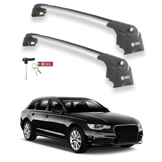 TURTLE Fits Audi A6 Avant (C7) 2011-2018 Roof Rack Air2 Silver