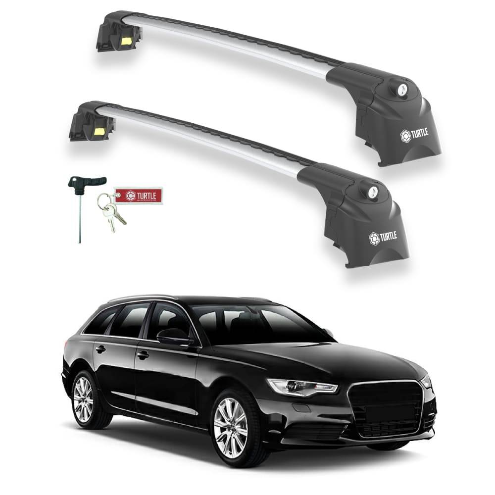 TURTLE Fits Audi A6 Avant (C7) 2011-2018 Roof Rack Air2 Silver - 1