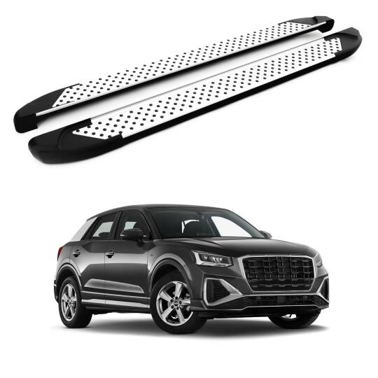 TURTLE Fits Audi Q2 2017-2025 Side Step Sapphire V1 Silver