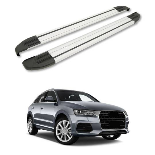 TURTLE Fits Audi Q3 (8U) 2012-2018 Side Step Brillant Silver