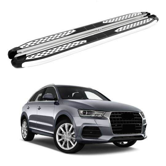 TURTLE Fits Audi Q3 (8U) 2012-2018 Side Step Plus Silver
