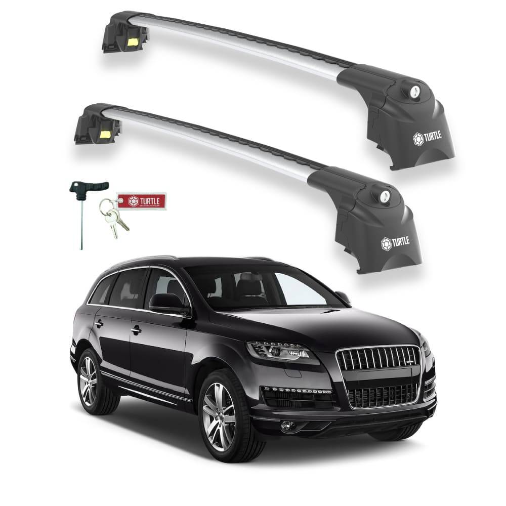 TURTLE Fits Audi Q7 (4L) 2006-2015 Roof Rack Air2 Silver - 1