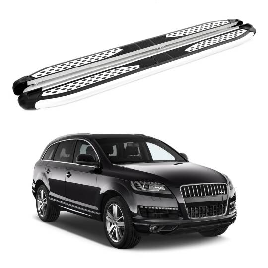 TURTLE Fits Audi Q7 (4L) 2006-2015 Side Step Plus Silver
