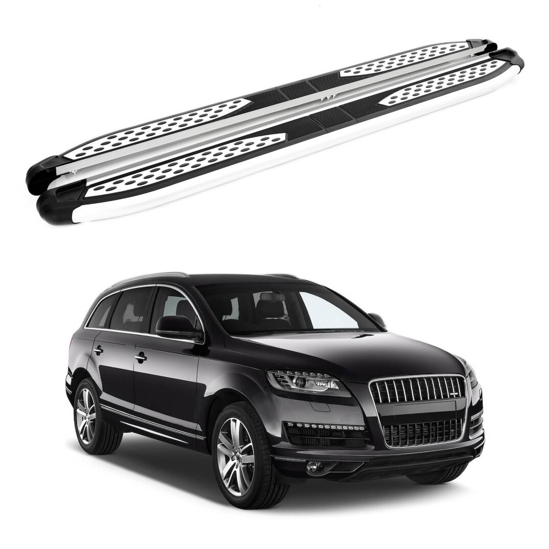 TURTLE Fits Audi Q7 (4L) 2006-2015 Side Step Plus Silver - 1