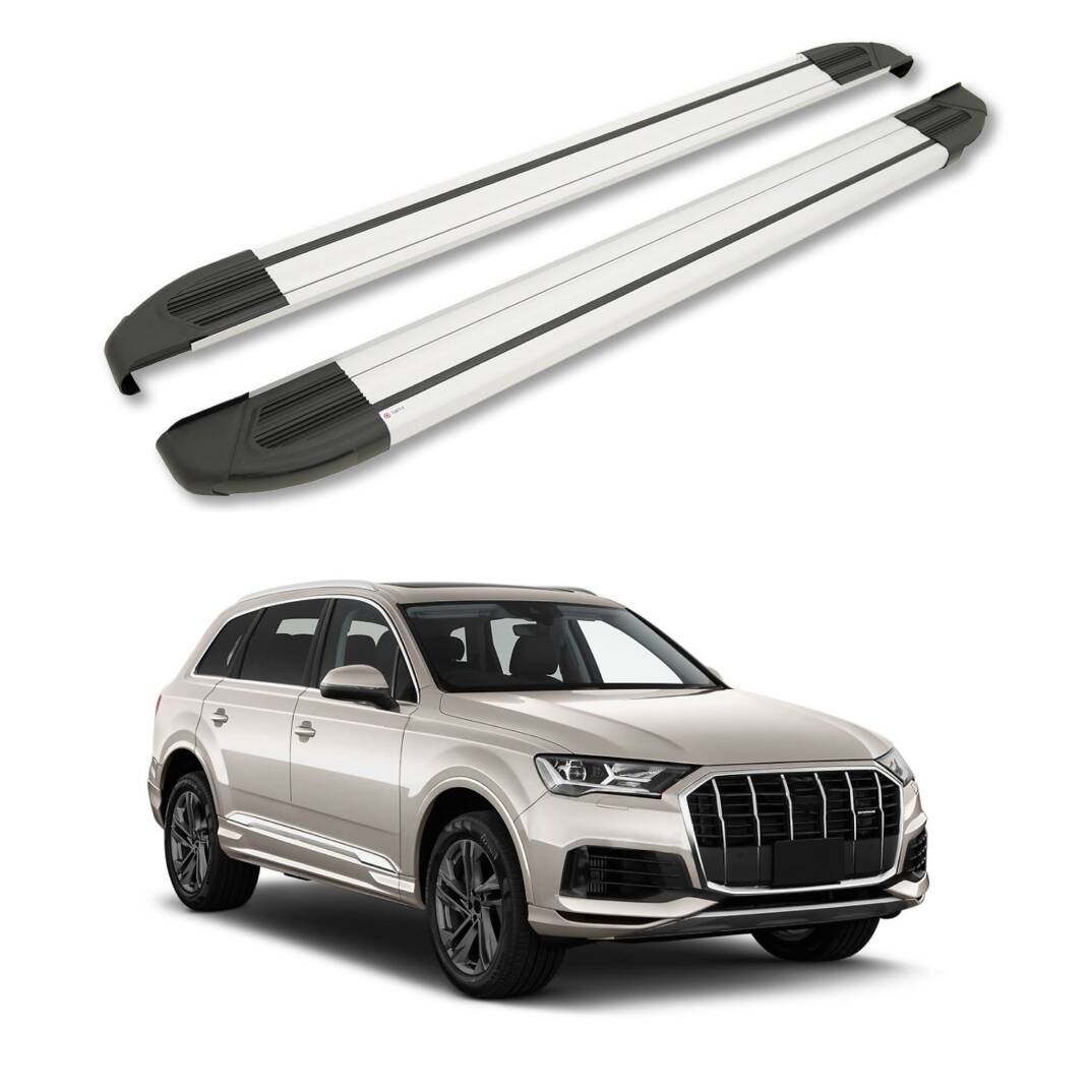 TURTLE Fits Audi Q7 (4M) 2016-2025 Side Step Brillant Silver - 1