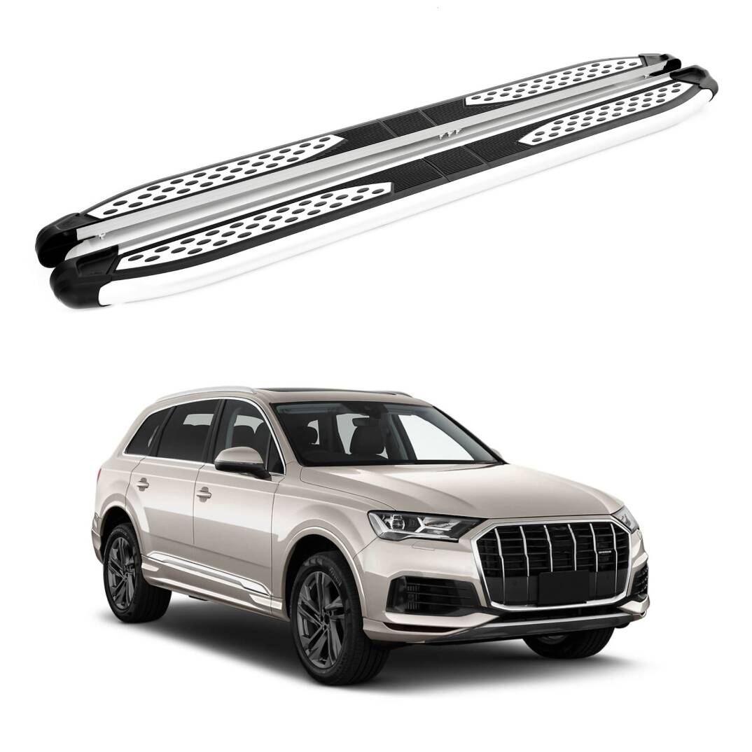 TURTLE Fits Audi Q7 (4M) 2016-2025 Side Step Plus Silver - 1