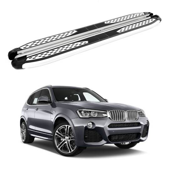 TURTLE Fits Bmw X3 (F25) 2011-2017 Side Step Plus Silver