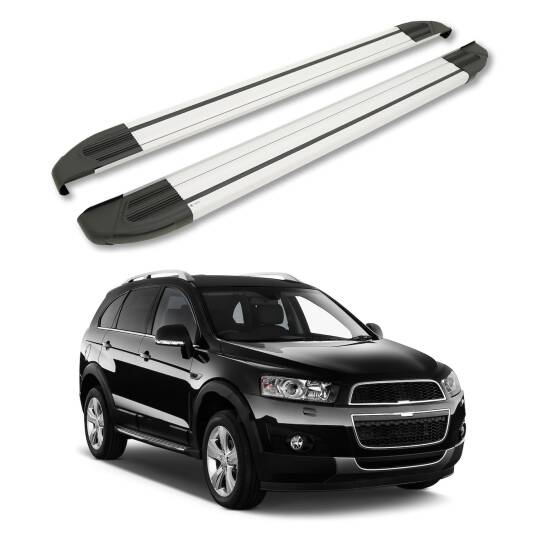 TURTLE Fits Chevrolet Captiva 2006-2018 Side Step Brillant Silver