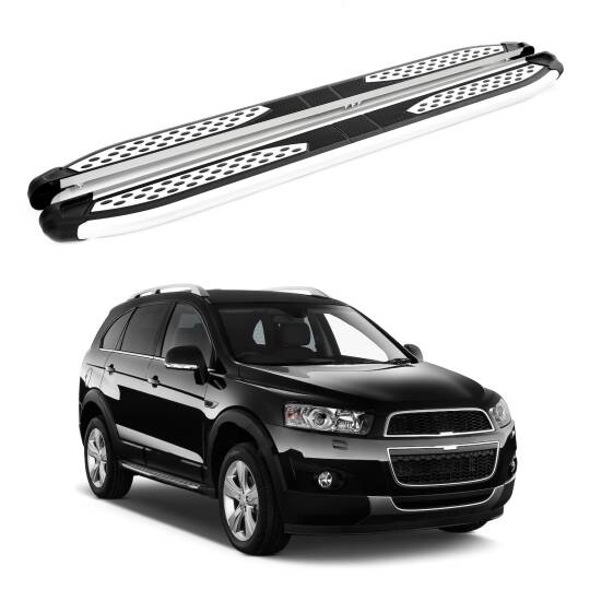 TURTLE Fits Chevrolet Captiva 2006-2018 Side Step Plus Silver