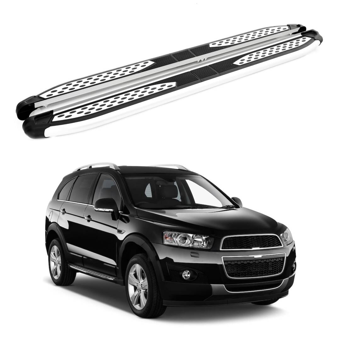 TURTLE Fits Chevrolet Captiva 2006-2018 Side Step Plus Silver - 1