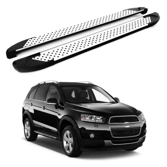 TURTLE Fits Chevrolet Captiva 2006-2018 Side Step Sapphire V1 Silver