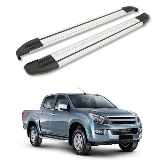 TURTLE Fits Chevrolet D-Max (Rt50) 2012-2015 Side Step Brillant Silver