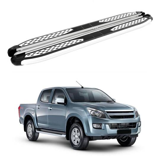 TURTLE Fits Chevrolet D-Max (Rt50) 2012-2015 Side Step Plus Silver