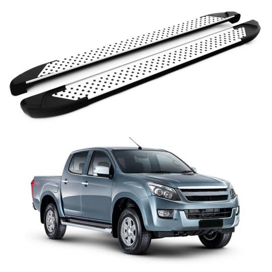 TURTLE Fits Chevrolet D-Max (Rt50) 2012-2015 Side Step Sapphire V1 Silver