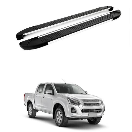 TURTLE Fits Chevrolet D-Max (Rt85) 2016-2019 Side Step Another Silver