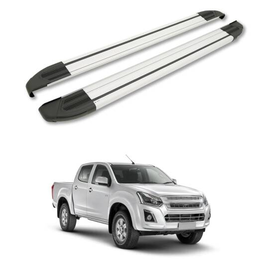 TURTLE Fits Chevrolet D-Max (Rt85) 2016-2019 Side Step Brillant Silver