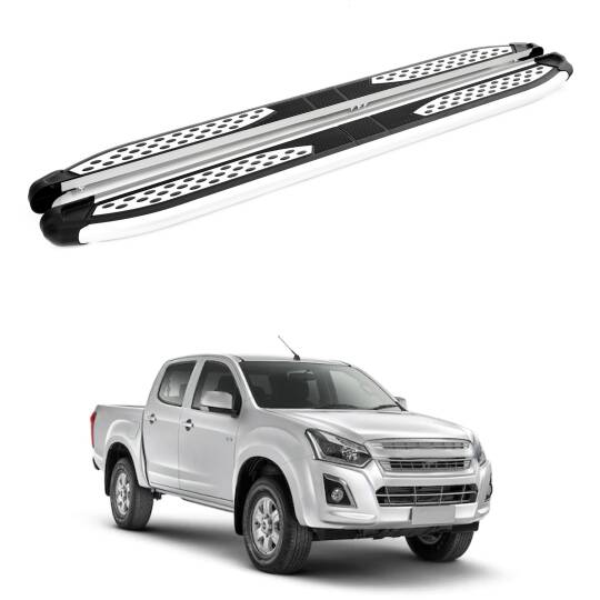 TURTLE Fits Chevrolet D-Max (Rt85) 2016-2019 Side Step Plus Silver