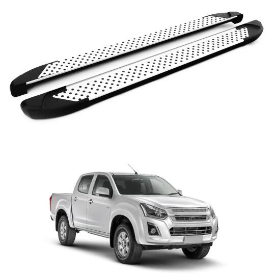 TURTLE Fits Chevrolet D-Max (Rt85) 2016-2019 Side Step Sapphire V1 Silver