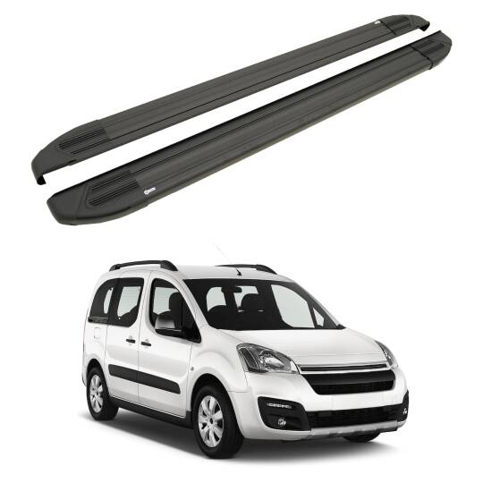 TURTLE Fits Citroen Berlingo 2008-2018 Side Step Brillant Black