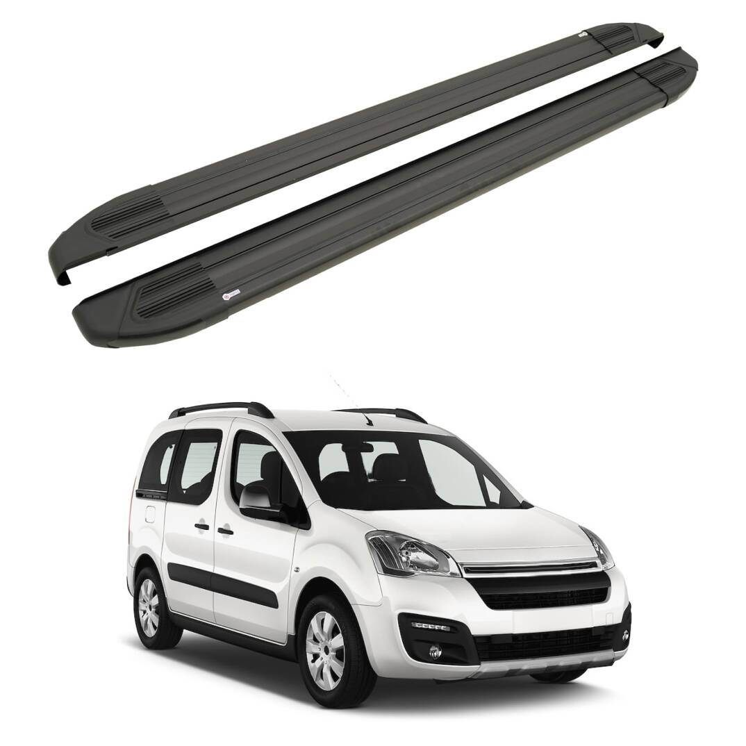 TURTLE Fits Citroen Berlingo 2008-2018 Side Step Brillant Black - 1
