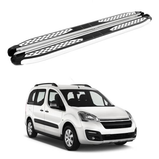 TURTLE Fits Citroen Berlingo 2008-2018 Side Step Plus Silver