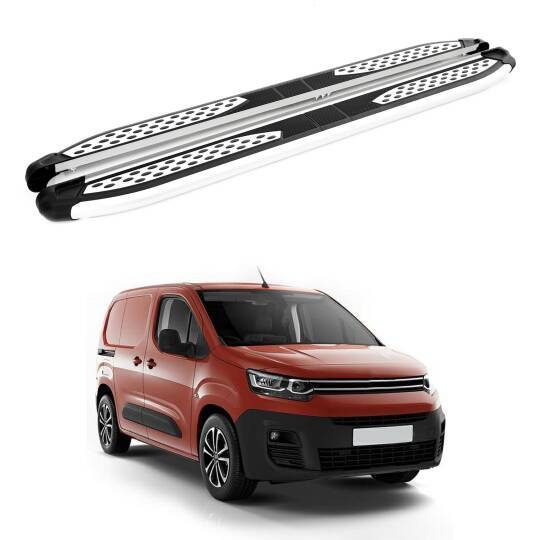 TURTLE kompatibel mit Citroen Berlingo 2019-2025 / Lange Version Trittbrett Plus Grau