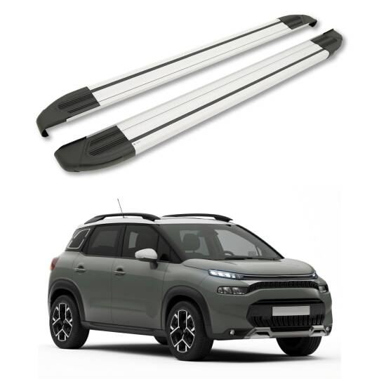 TURTLE Fits Citroen C3 Aircross (A88) 2018-2024 Side Step Brillant Silver