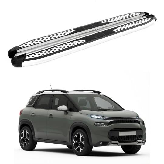 TURTLE Fits Citroen C3 Aircross (A88) 2018-2024 Side Step Plus Silver