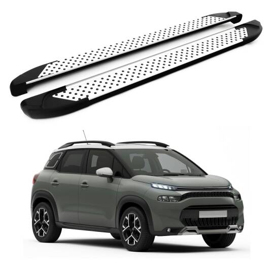 TURTLE Fits Citroen C3 Aircross (A88) 2018-2024 Side Step Sapphire V1 Silver