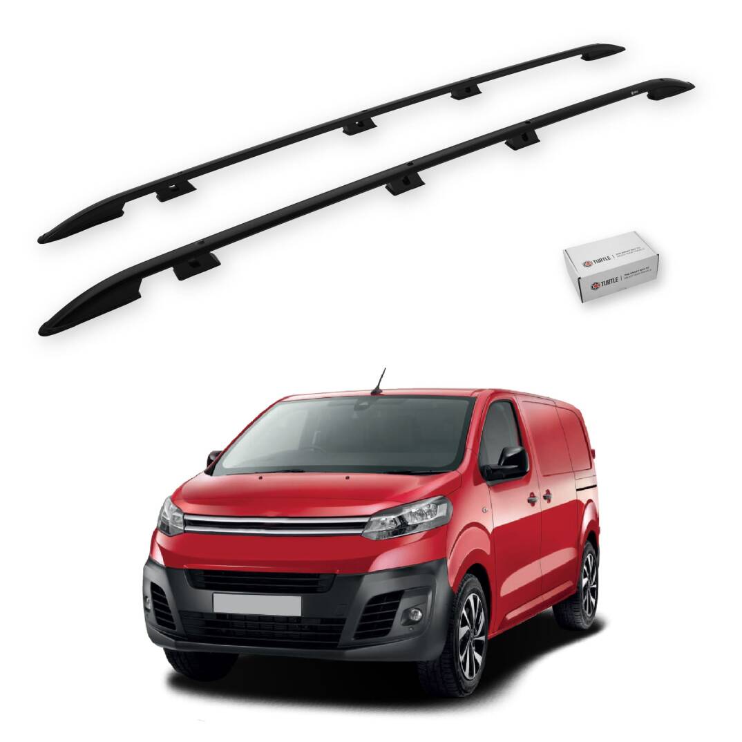 TURTLE Fits Citroen Dispatch (Mk3) 2017-2025 / Lwb Roof Rail Crown Black - 1