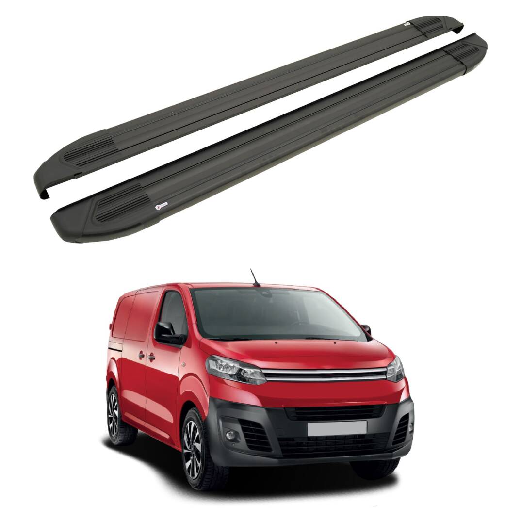 TURTLE Fits Citroen Dispatch (Mk3) 2017-2025 / Lwb Side Step Brillant Black - 1