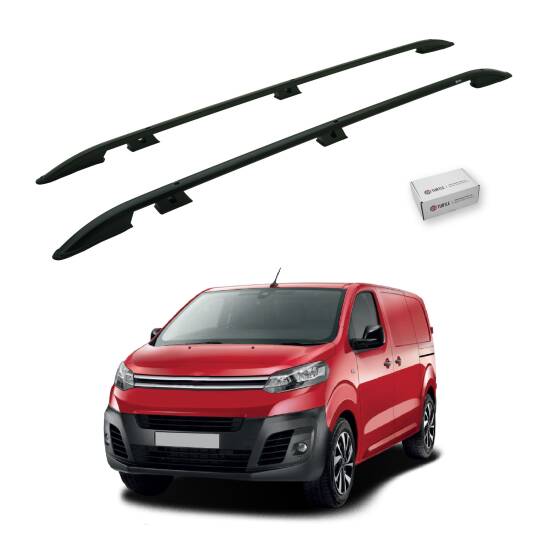 TURTLE Fits Citroen Dispatch (Mk3) 2017-2025 / Mwb Roof Rail Crown Black