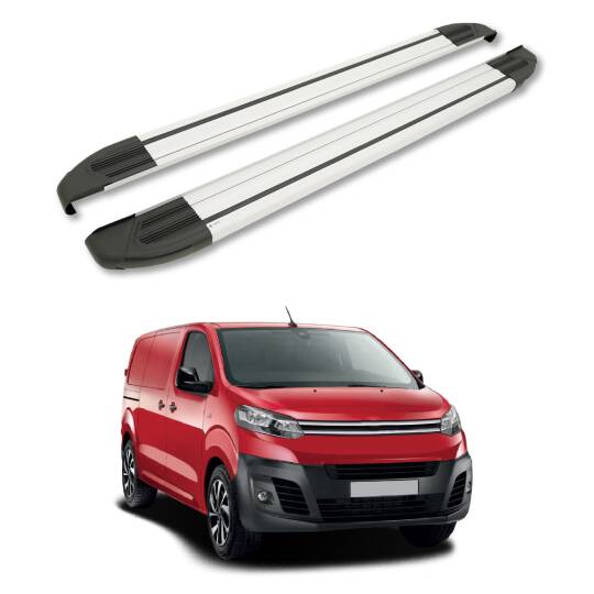 TURTLE Fits Citroen Dispatch (Mk3) 2017-2025 / Mwb Side Step Brillant Silver