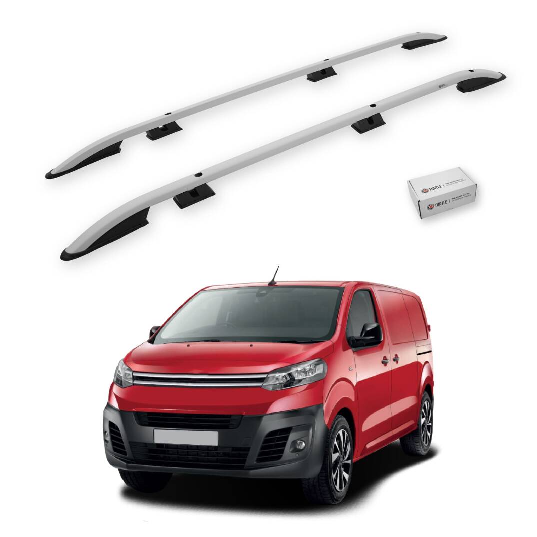 TURTLE Fits Citroen Dispatch (Mk3) 2017-2025 / Swb Roof Rail Crown Silver - 1