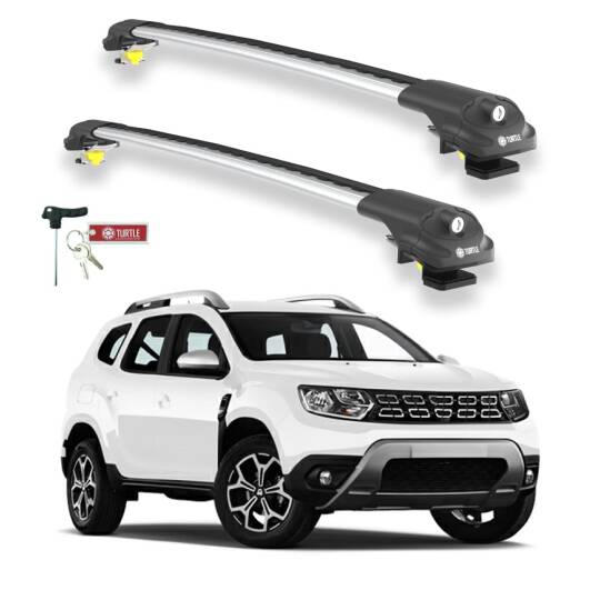 TURTLE Fits Dacia Duster (Hm) 2018-2022 Roof Rack Air1 Silver