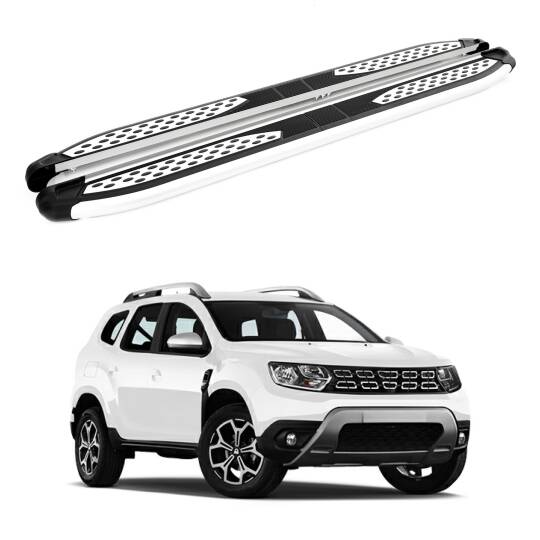 TURTLE Fits Dacia Duster (Hm) 2018-2022 Side Step Plus Silver