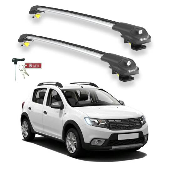TURTLE Fits Dacia Sandero Stepway (B8) 2013-2020 Roof Rack Air1 Silver