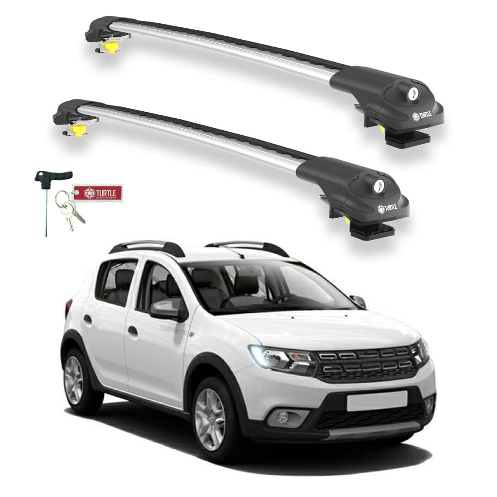 TURTLE Fits Dacia Sandero Stepway (B8) 2013-2020 Roof Rack Air1 Silver - 1
