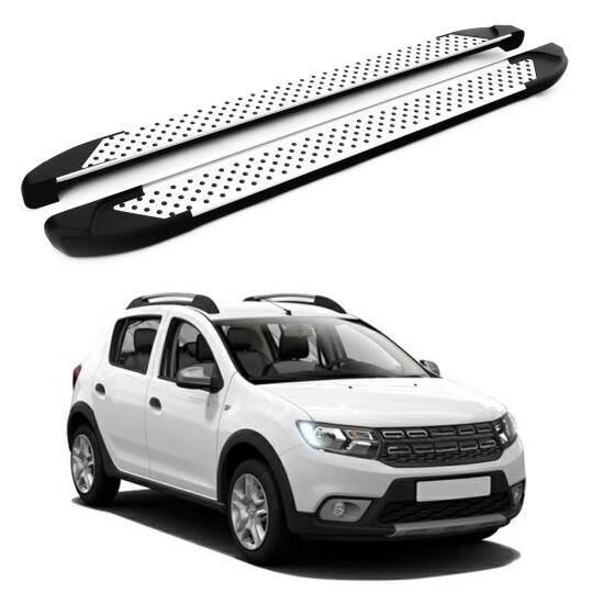 TURTLE Fits Dacia Sandero Stepway (B8) 2013-2020 Side Step Sapphire V1 Silver
