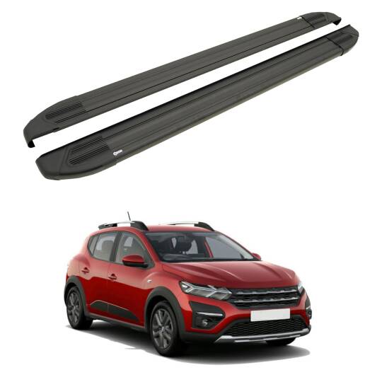 TURTLE Fits Dacia Sandero Stepway (Bji) 2014-2020 Side Step Brillant Black