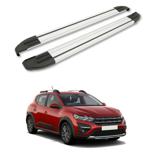 TURTLE Fits Dacia Sandero Stepway (Bji) 2014-2020 Side Step Brillant Silver