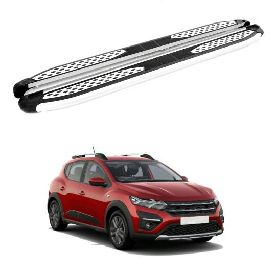 TURTLE Fits Dacia Sandero Stepway (Bji) 2014-2020 Side Step Plus Silver