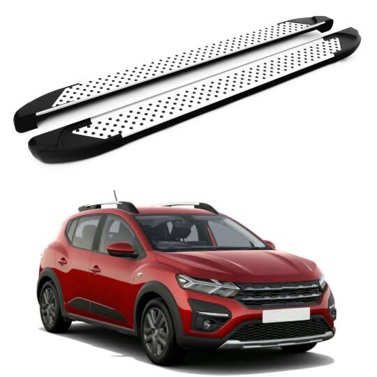 TURTLE Fits Dacia Sandero Stepway (Bji) 2014-2020 Side Step Sapphire V1 Silver