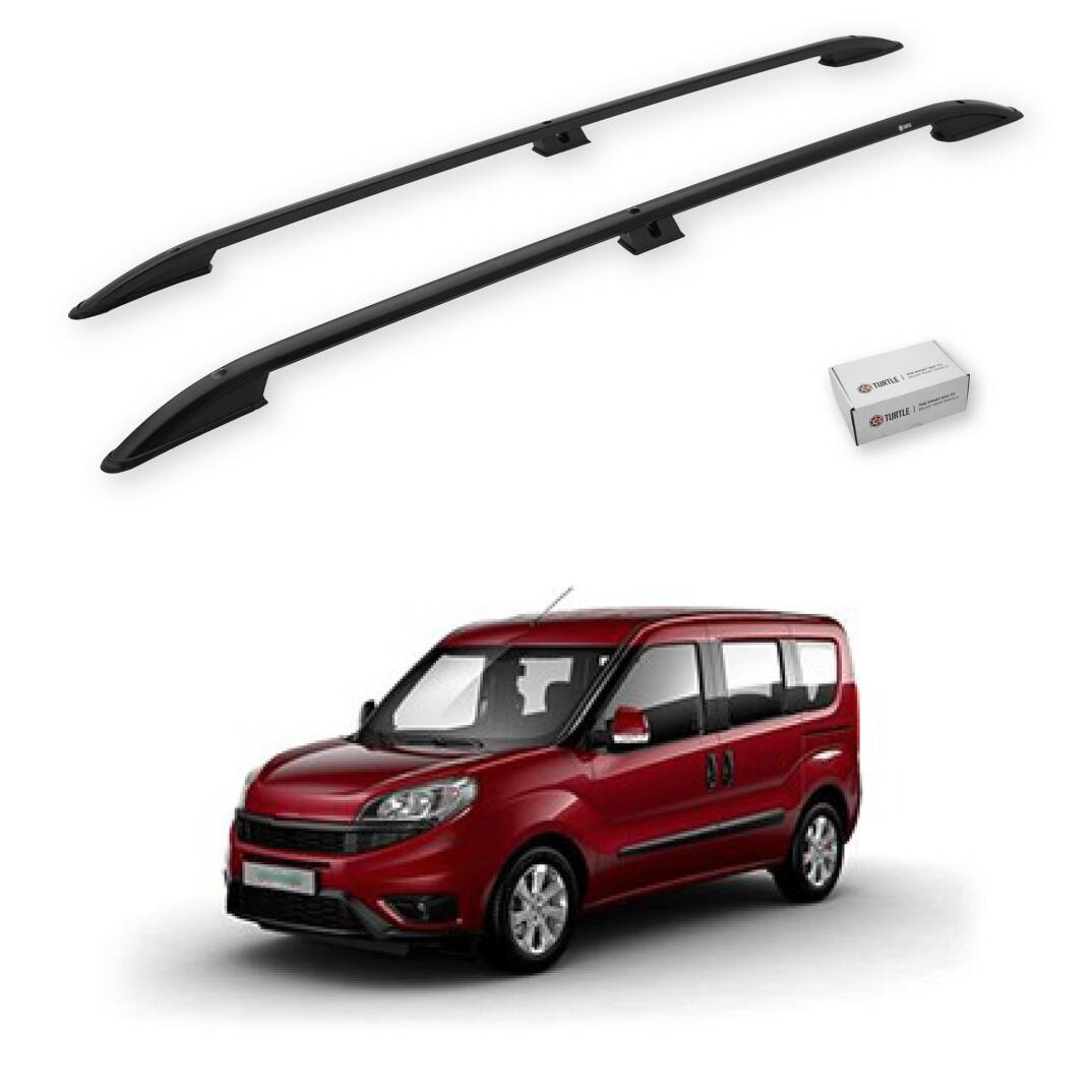 TURTLE Fits Fiat Doblo 2 2010-2022 / Lwb Roof Rail Crown Black - 1