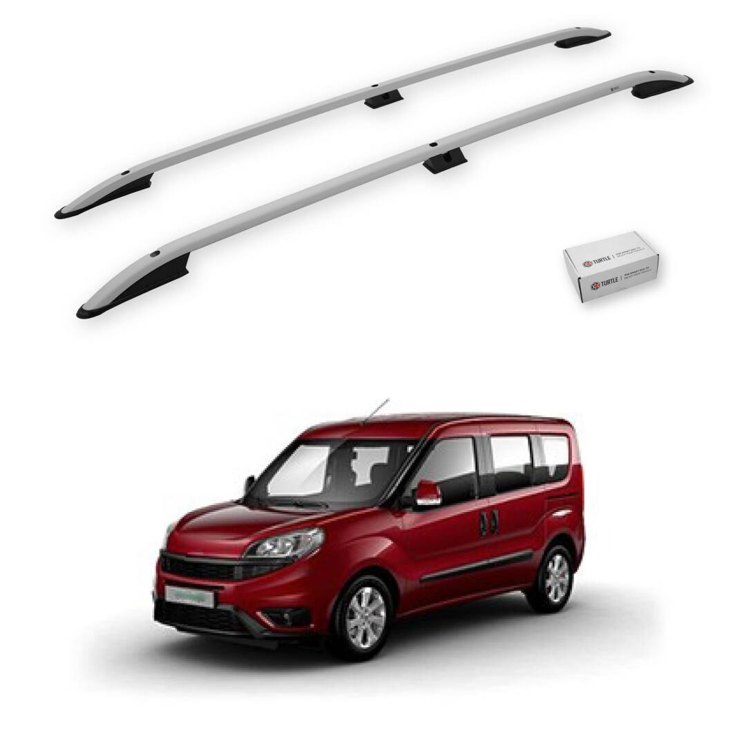 TURTLE Fits Fiat Doblo 2 2010-2022 / Lwb Roof Rail Crown Silver - 1