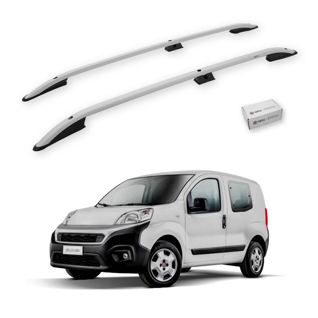 TURTLE Fits Fiat Fiorino 2008-2025 Roof Rail Crown Silver - 1