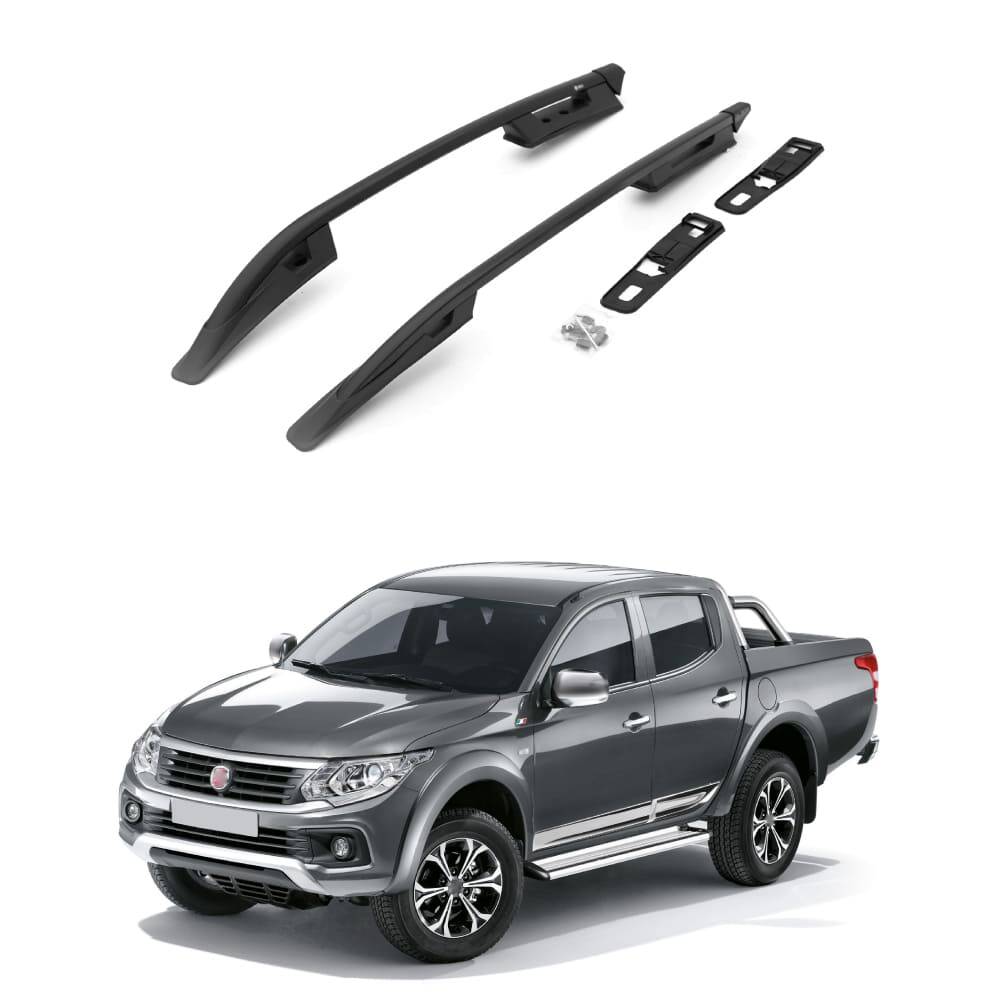 TURTLE Fits Fiat Fullback 2016-2020 Roof Rail Falcon Black - 1