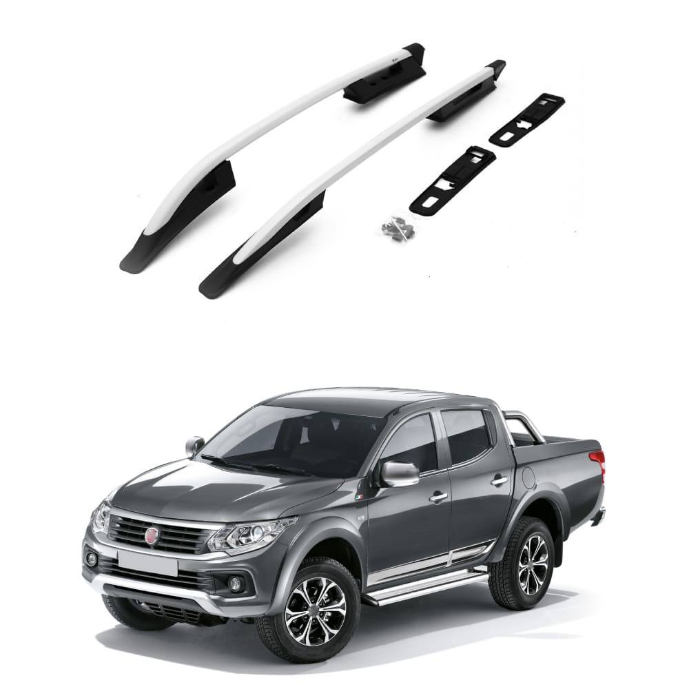 TURTLE Fits Fiat Fullback 2016-2020 Roof Rail Falcon Silver - 1